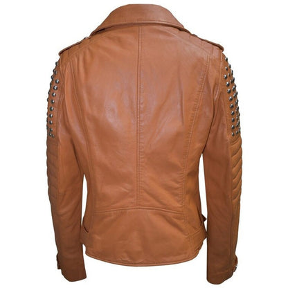 Brown Leather Motorcycle Jacket Women