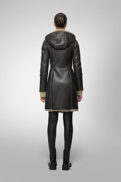 Black Leather Parka For Women