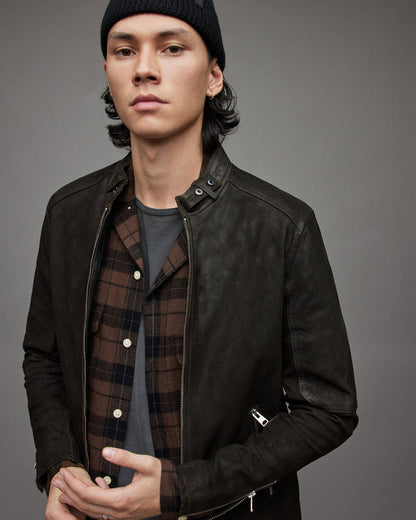 Men Black Suede Harrington Jacket
