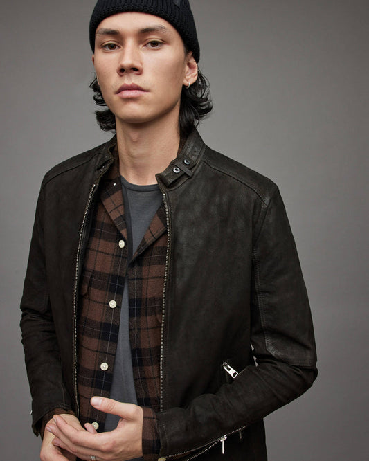 Men Black Suede Harrington Jacket