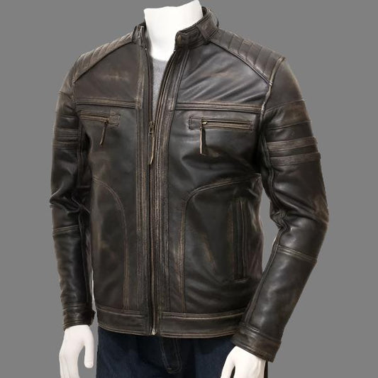 Vintage Brown Leather Jacket for Men