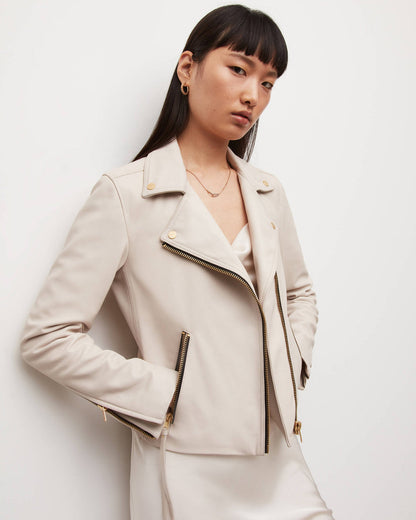 Neutral Tone Biker Jacket