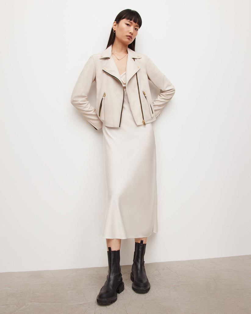 Neutral Tone Biker Jacket