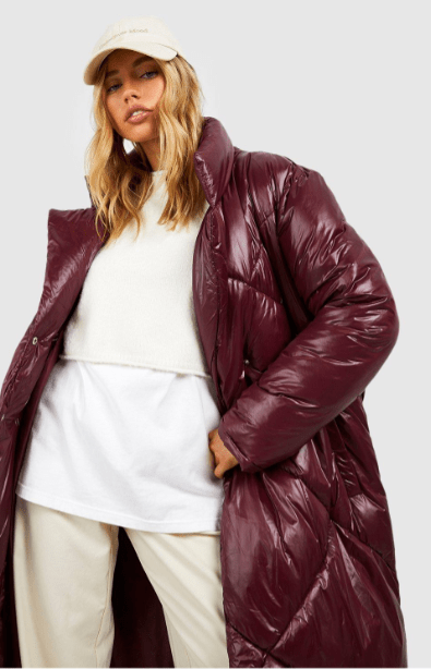 Stylish Puffer Coat With Belt