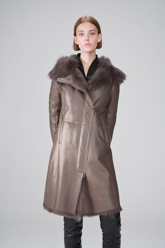 Shearling-lined Leather Coat