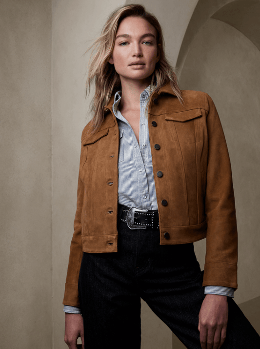 Brown Suede Outerwear for Women