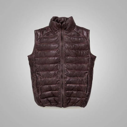 Leather Down Vest for Men