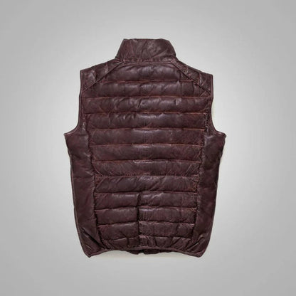 Leather Down Vest for Men
