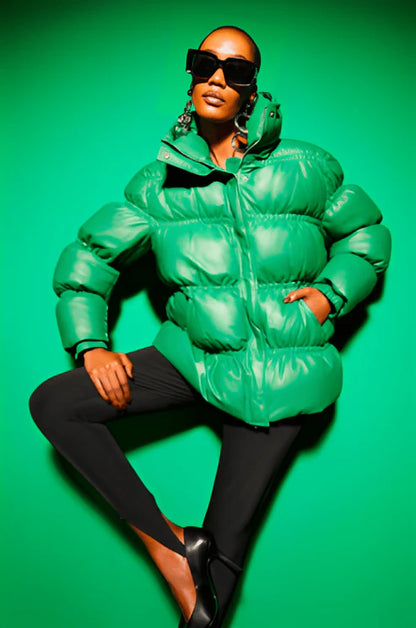 Green winter jacket for women