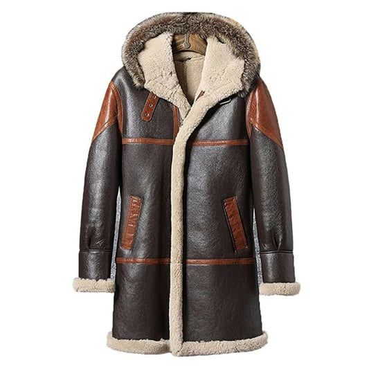 Men's B3 Bomber Flying Flight RAF Aviator Coat with Fur Shearling