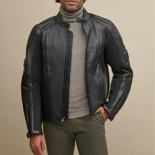 Black Leather Performance Biker Jacket