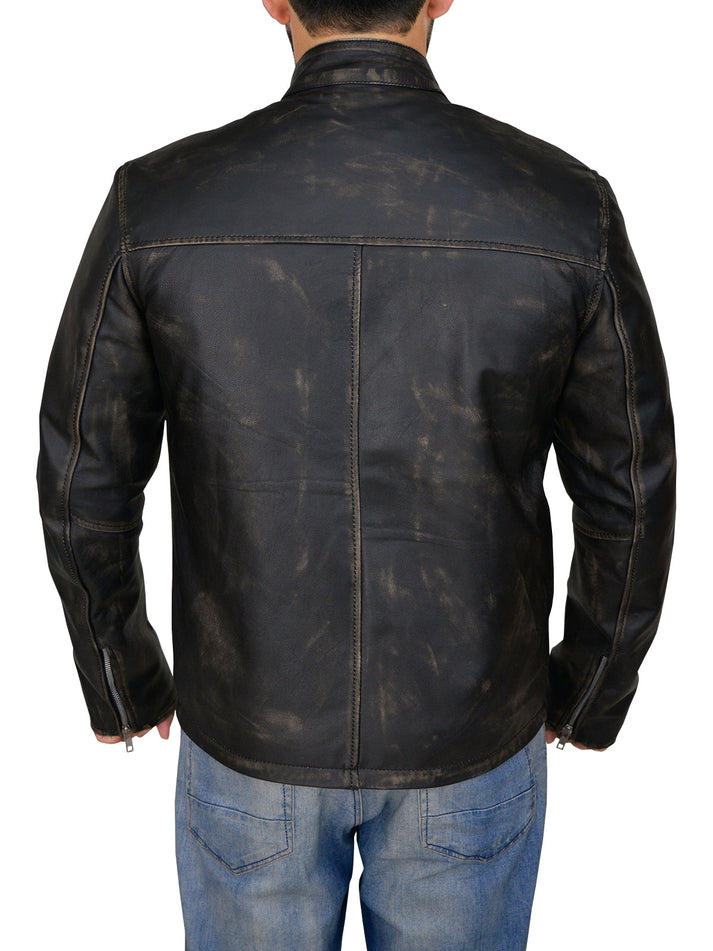 Men’s Black Café Racer Leather Jacket