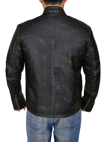 Men’s Black Café Racer Leather Jacket