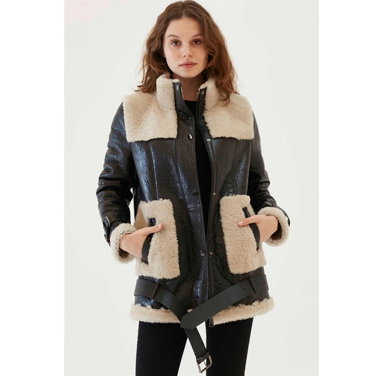 Dark Brown Leather Coat For Women