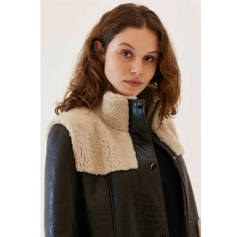 Dark Brown Leather Coat For Women