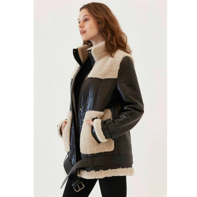 Dark Brown Leather Coat For Women