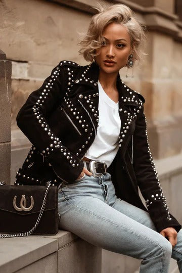 Women’s Belted Suede Leather Jacket