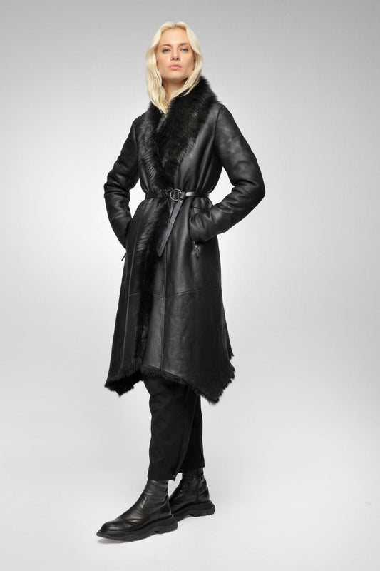 Black Leather Trench Coat Women