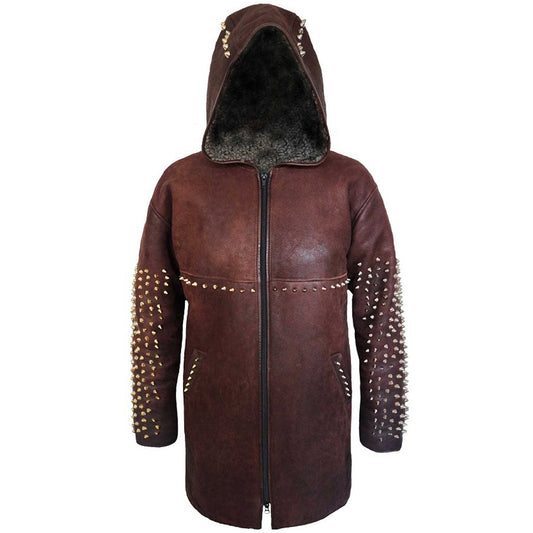 Studded Leather Coat for Men
