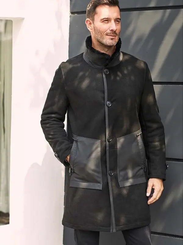 Black Shearling Winter Coat