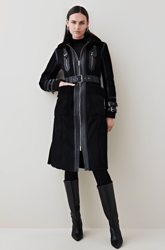 Black Fur-lined Coat For Women