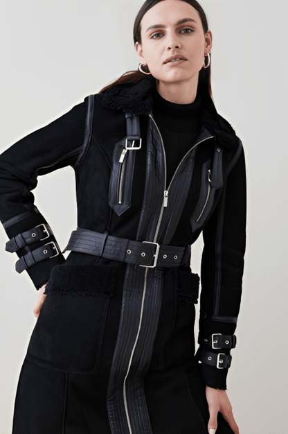 Black Fur-lined Coat For Women