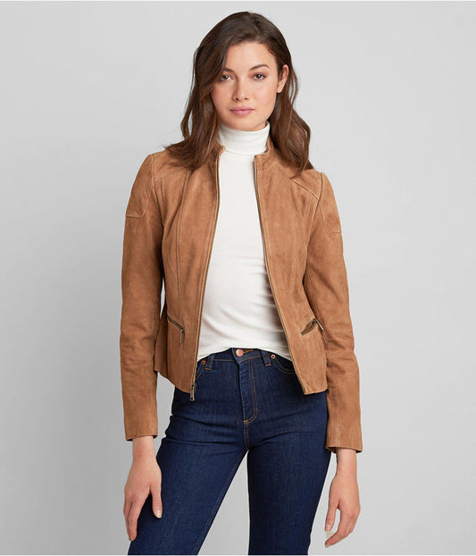 Cropped Suede Moto Jacket