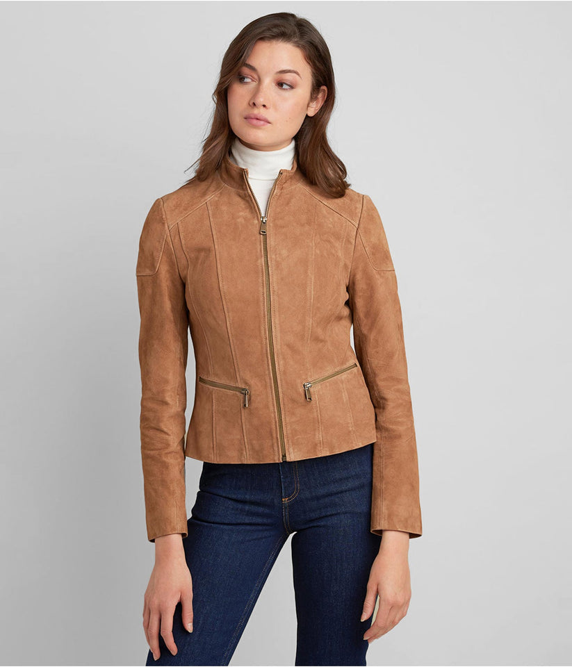 Cropped Suede Moto Jacket