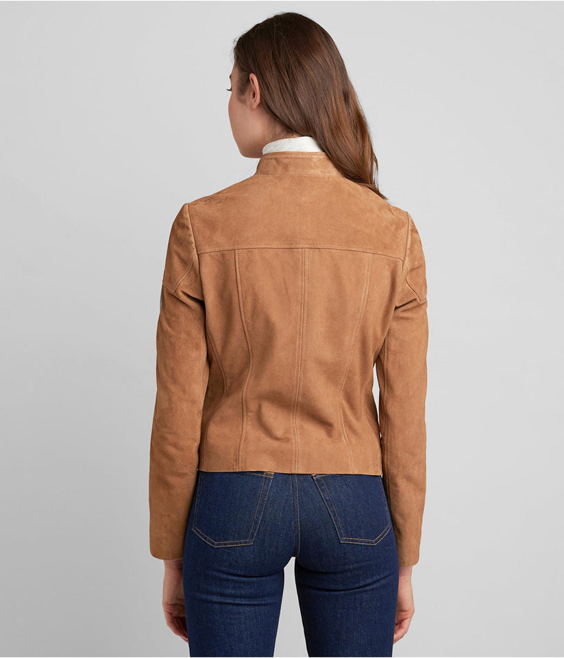 Cropped Suede Moto Jacket