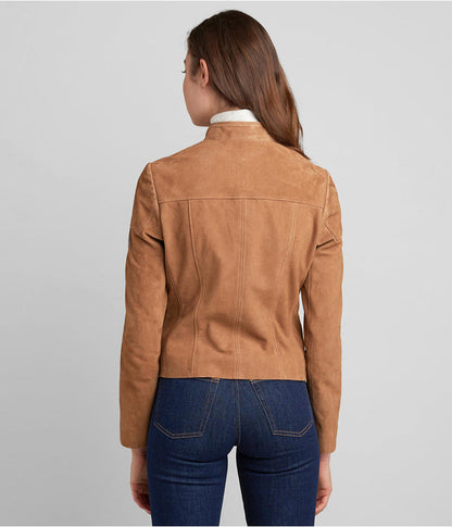 Cropped Suede Moto Jacket