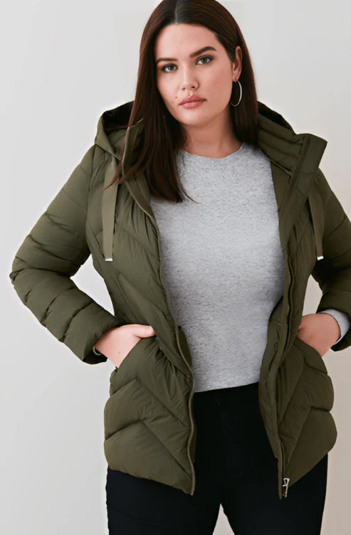 Women’s greenish brown puffer jacket