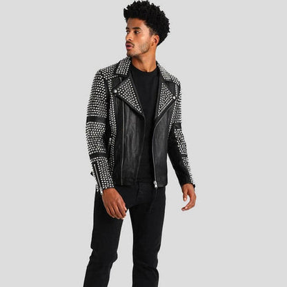 Jaxon Midnight Black Studded Leather Jacket