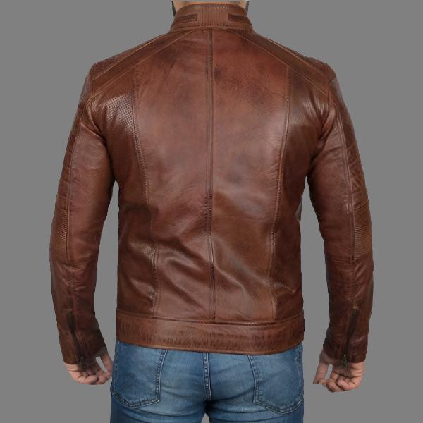 Cognac Brown Leather Motorcycle Jacket