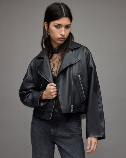 Black Leather Jacket Outfit for Women