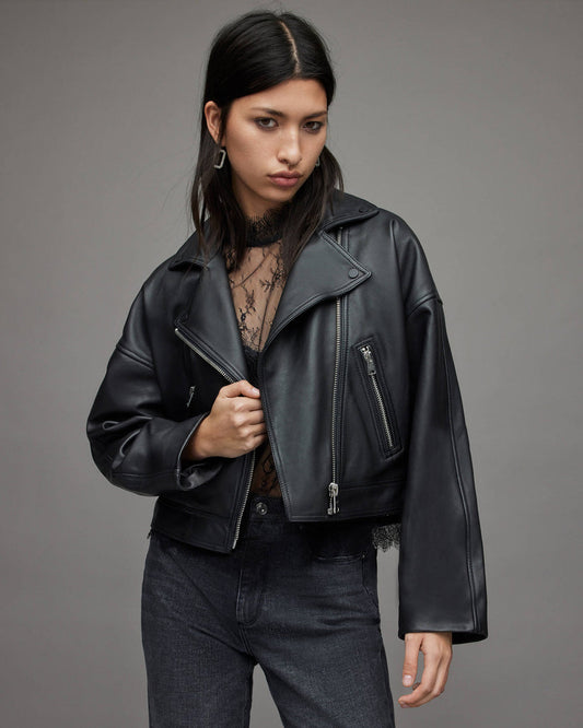 Black Leather Jacket Outfit for Women