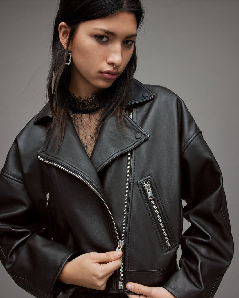 Black Leather Jacket Outfit for Women