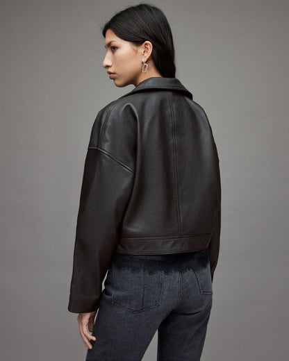 Black Leather Jacket Outfit for Women