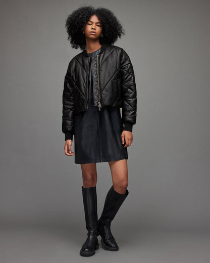 Leather Puffer Jacket for Women