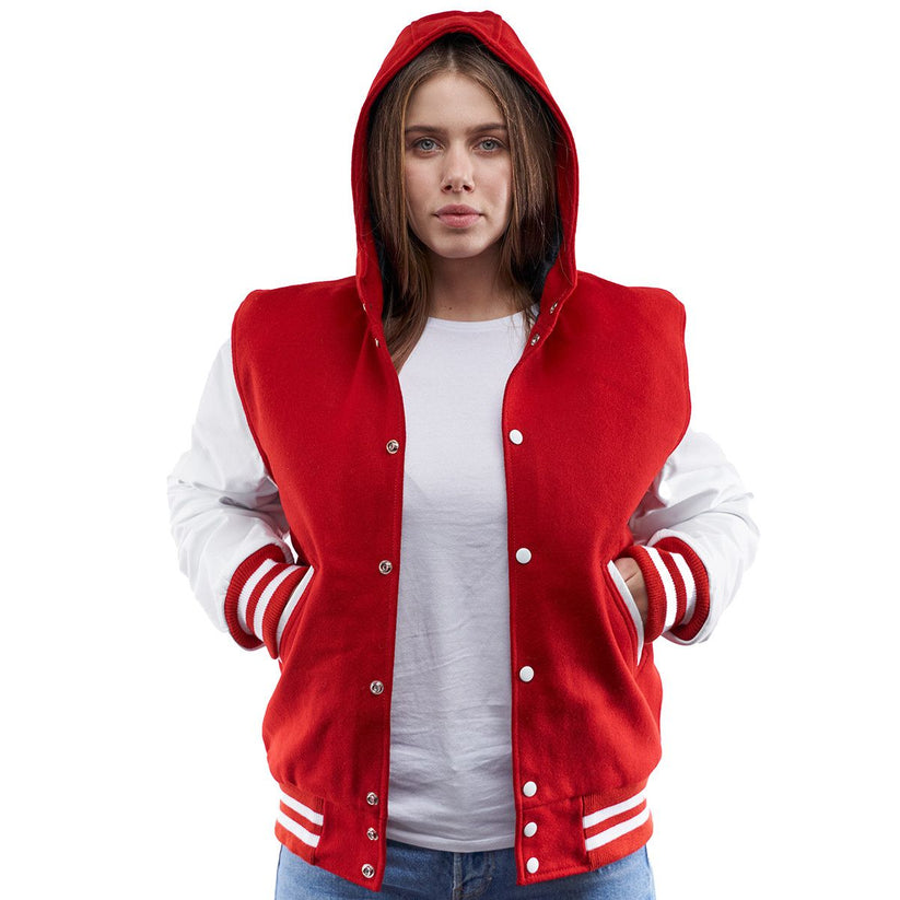 Red And White Varsity Jacket For Women