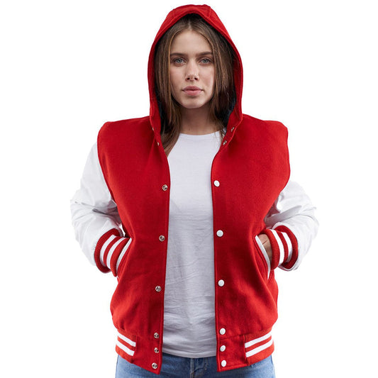 Red And White Varsity Jacket For Women