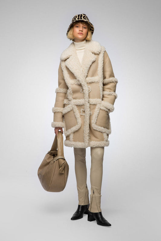 Beige Shearling Leather Jacket