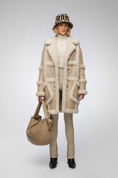 Beige Shearling Leather Jacket