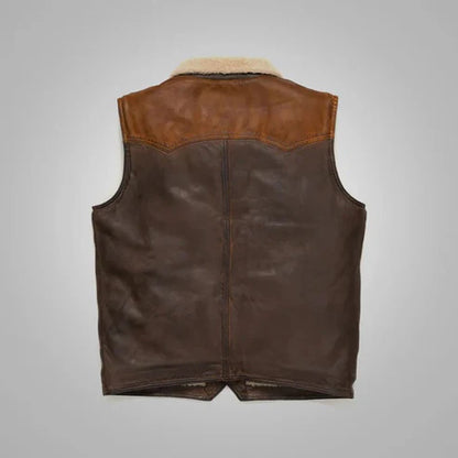 Men’s Brown Shearling Sheepskin Vest