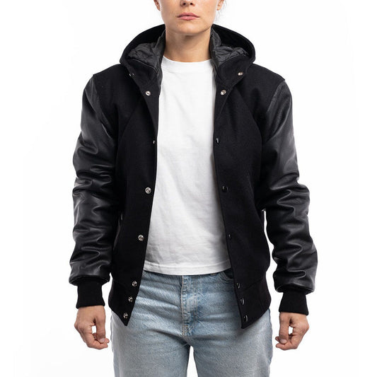 Women’s Letterman Bomber With Hood