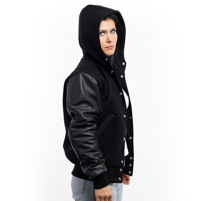Women’s Letterman Bomber With Hood