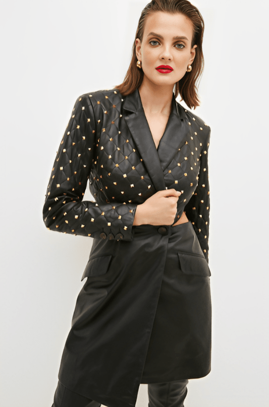 Midnight Quartz Studded Leather Blazer