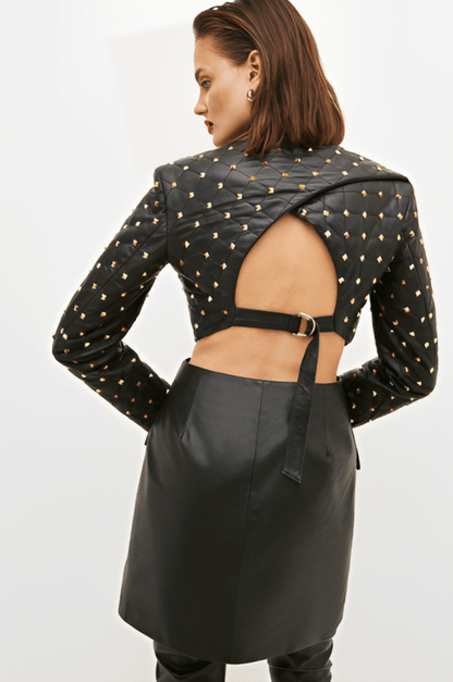 Midnight Quartz Studded Leather Blazer