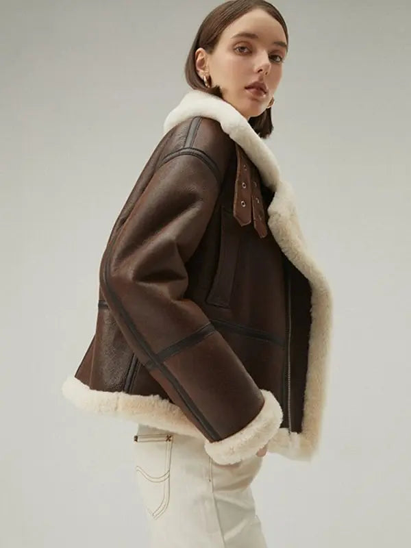 Dark Brown Leather Jacket for Women