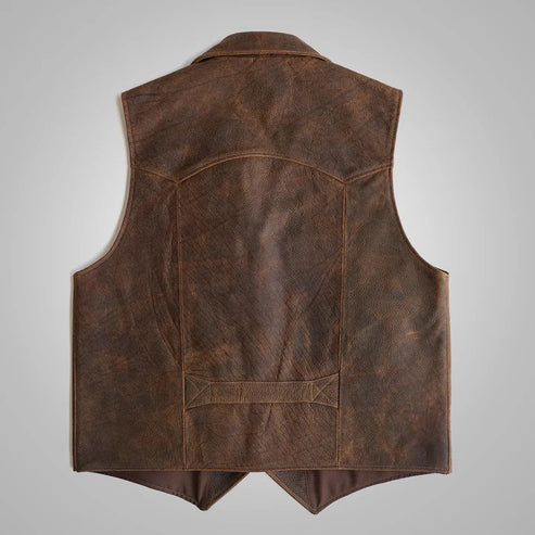 Brown Sheepskin Cowboy Vest