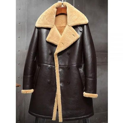 Men's Aviator B3 Flight Sheepskin Long Winter Coat